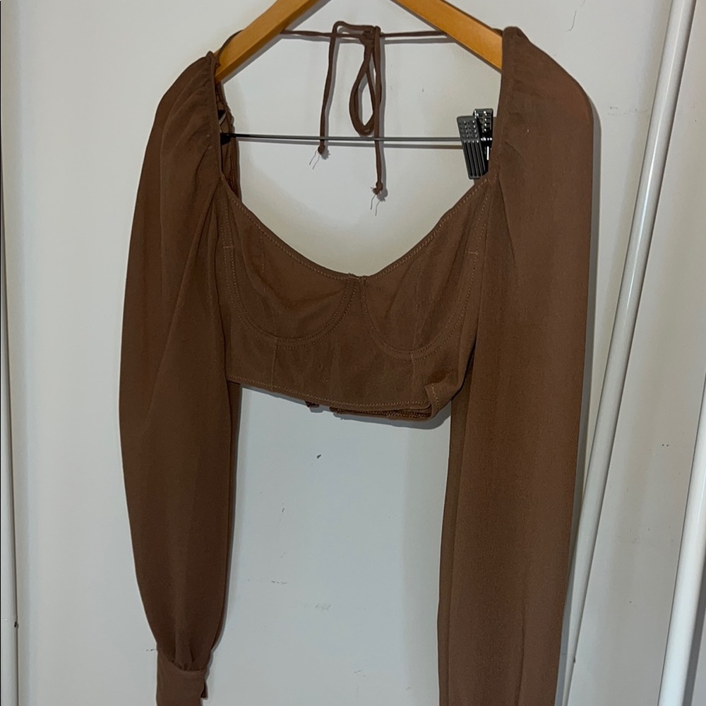 Brown Long Sleeve Women's Top